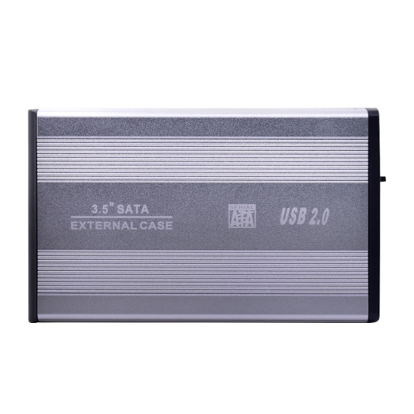 Внешний корпус - бокс SATA - USB2.0 для жесткого диска SSD/HDD 3.5”, алюминий, серебро