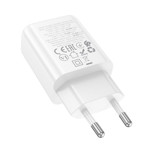 Зарядное устройство сетевое - блок питания HOCO N63, USB Type-C PD30W + USB QC3.0, белый