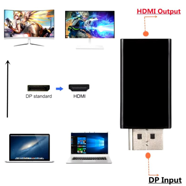 Адаптер - переходник DisplayPort - HDMI 1080p mini, черный