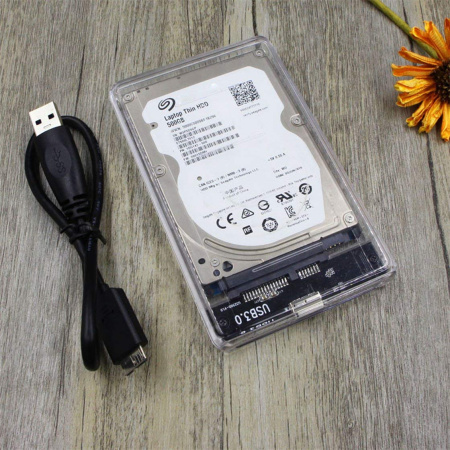 Внешний корпус - бокс SATA - MiniUSB - USB3.0 для жесткого диска SSD/HDD 2.5”, прозрачный