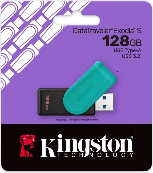 Флешка 128GB Kingston DataTraveler Exodia S DTXS, USB 3.0, черный