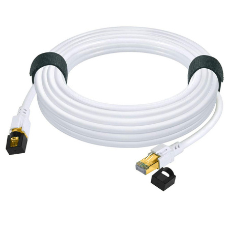 Сетевой кабель RJ45 - витая пара - патчкорд SFTP CAT-8 40 Гбит/с POE, бескислородная медь, двойное экранирование, 26 AWG, 0.5 метра, белый