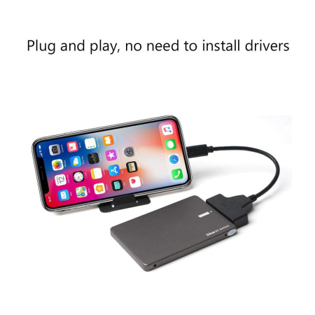 Адаптер - переходник - кабель SATA - USB3.1 Type-C для жесткого диска SSD/HDD 2.5″, черный