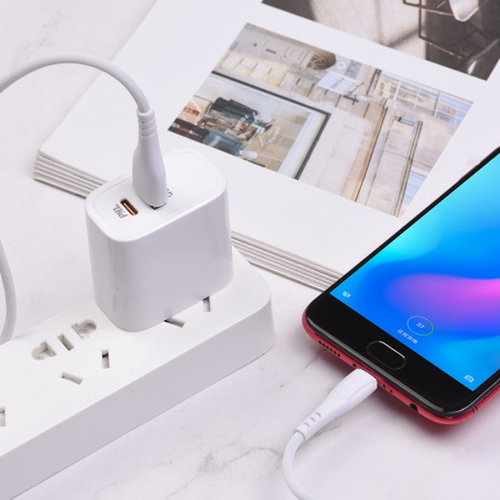 Зарядный USB дата кабель BOROFONE BX37 MicroUSB, 2.4A, 1м, белый