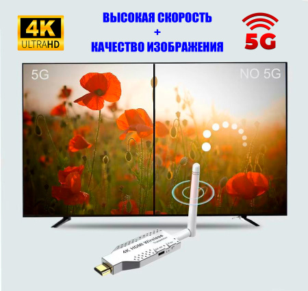 Приемник удлинителя сигнала HDMI по Wi-Fi до 50 метров, активный, UltraHD 4K