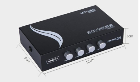 Адаптер - переключатель - свитч USB-B - USB2.0 для подключения принтера или сканера к четырем ноутбукам или компьютерам, mod MT-1A4B-CF, черный