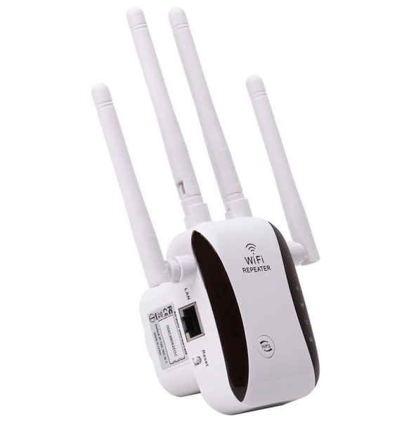Адаптер - репитер, повторитель, усилитель Wi-Fi сигнала ver.03, до 300 Мбит/с, 4 антенны, белый
