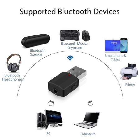 Беспроводной аудио адаптер Bluetooth 5.0 RX/TX, BT-600, черный