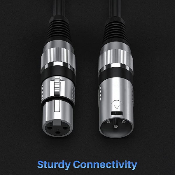 Аудио-кабель XLR (для микрофона, гитары, инструментов), M-F, black, 10 метров