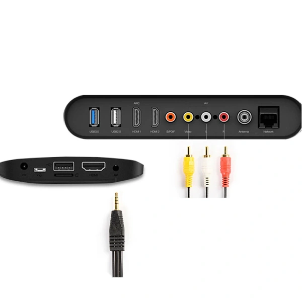 Кабель 3x RCA (AV) - jack 3.5mm (AUX) 18мм, папа-папа, 2 метра, черный