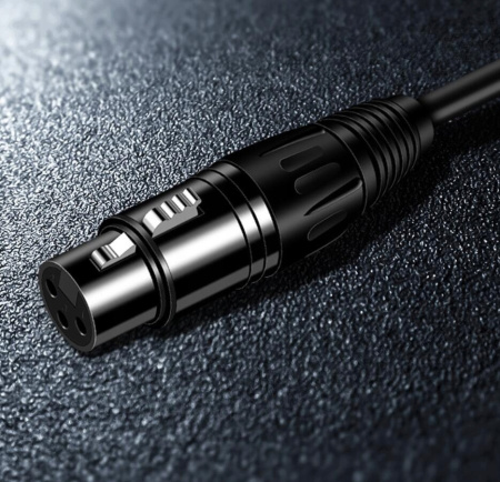 Кабель jack 6.35mm - XLR для микрофона, черный, 1,5 метра
