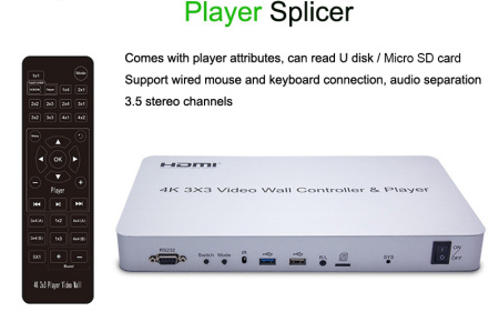 Контроллер видеостены HDMI 4K на 9 экранов 3x3