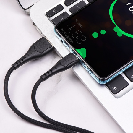 Зарядный USB дата кабель BOROFONE BX37 Type-C , 3.0A, 1м, черный