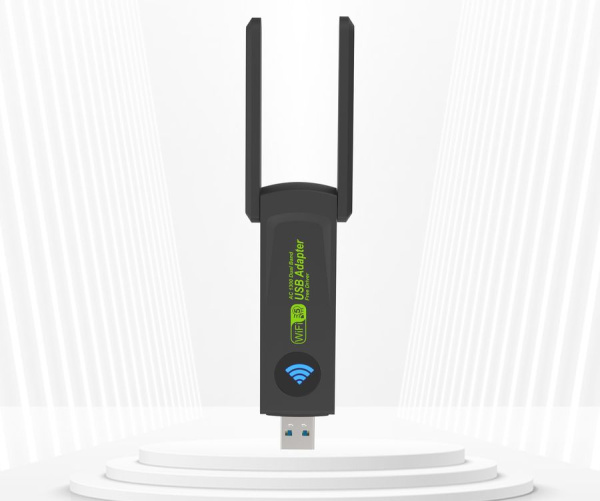 Адаптер - беспроводной Wi-Fi-приемник USB3.0, две антенны, до 150 Мбит/с, двухдиапазонный - 2.4GHz/5.8GHz (Free Driver)