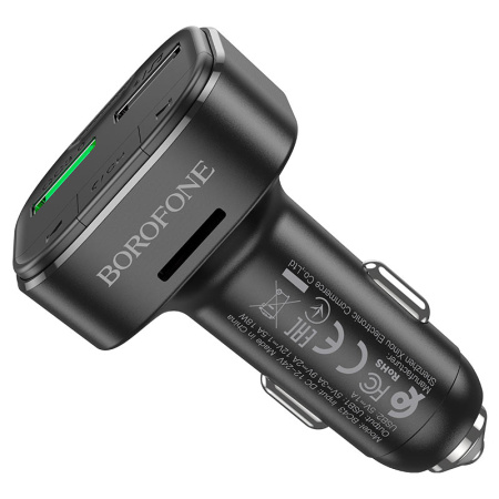 Автомобильный Bluetooth FM-проигрыватель - MP3 плеер BOROFONE BC43, 1А, 2 USB, картридер TF, черный