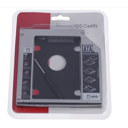 Адаптер SATA III - внутренний корпус для SSD/HDD для ноутбука - optibay (оптибей), 12.7мм, металлический