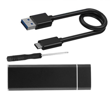 Внешний корпус - бокс для жесткого диска SSD M.2 NVME - USB-C/USB-A, алюминий, черный