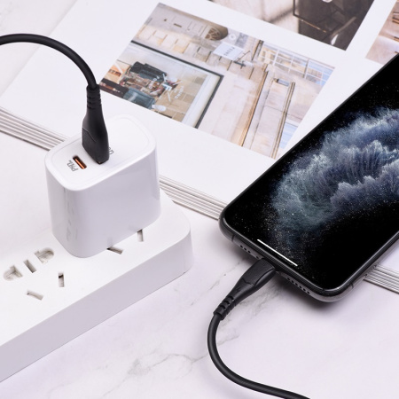 Зарядный USB дата кабель BOROFONE BX37 Lightning, 2.4A, 1м, черный