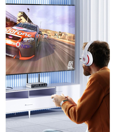 Аудио адаптер Hi-Fi LY18 Bluetooth v5.4 (TX/RX) / оптика (Toslink/SPDIF) / AUX 3.5мм / RCA / USB / картридер TF / функция караоке (MIC 6,35мм), регулировка звука и тембра, пульт ДУ