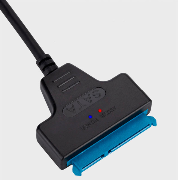 Адаптер - переходник - кабель SATA - USB2.0 для жесткого диска SSD/HDD 2.5″/3.5″ с разъемом питания, черный