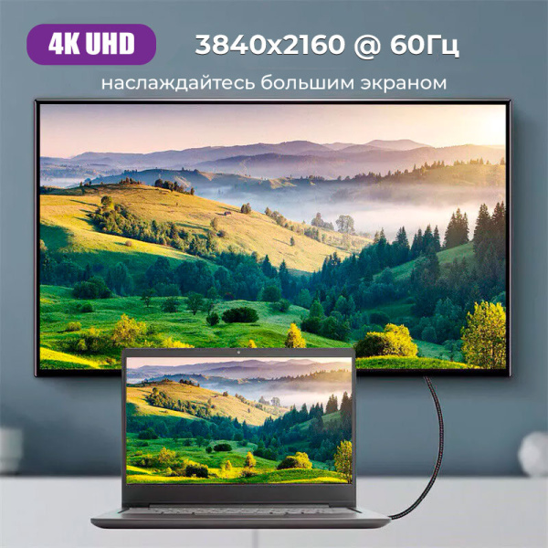 Кабель MiniHDMI - HDMI 4K, папа-папа, 1,5 метра, черный