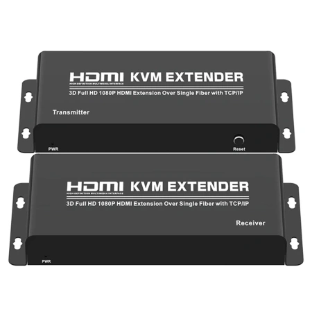 KVM-удлинитель HDMI USB по оптическому кабелю SC до 20км, комплект, черный