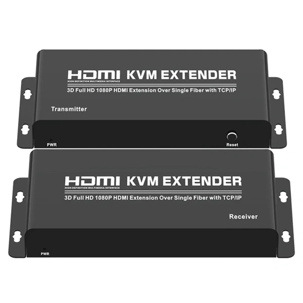 KVM-удлинитель HDMI USB по оптическому кабелю SC до 20км, комплект, черный