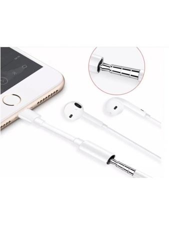 Адаптер - переходник Lightning - jack 3.5mm (AUX) с Bluetooth, белый