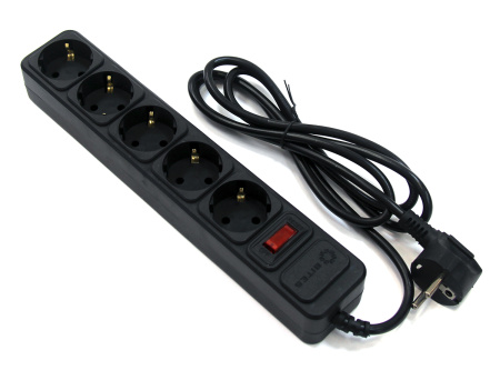 Сетевой фильтр 5bites SP5B-130 5S, 3х0.75мм2, 3м, черный