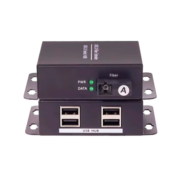 Удлинитель USB2.0 1х4 по оптическому SC кабелю до 20км, комплект, черный