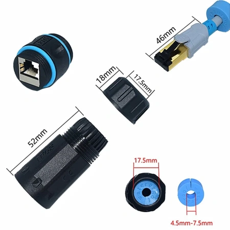 Удлинитель POE экранированный с разъемом RJ45 CAT6 IP68 водонепроницаемый