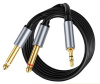 Кабель jack 3.5mm (AUX) - 2х jack 6.35mm моно PRO для микшера, 3 метра, черный