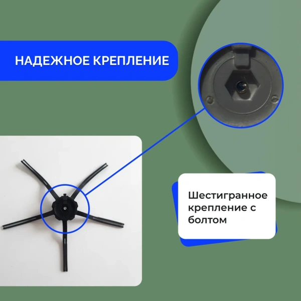 Боковая щетка на 5 лучей для робота-пылесоса Roborock S6, черная