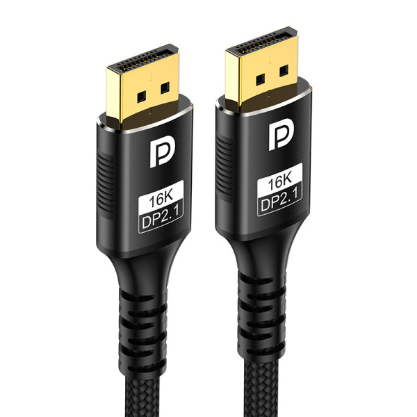 Кабель DisplayPort - DisplayPort v2.1 16K30Hz / 8K60Hz / 4K240Hz, 80Gps, 12bit, папа-папа, 1.5 метра, в оплетке, черный