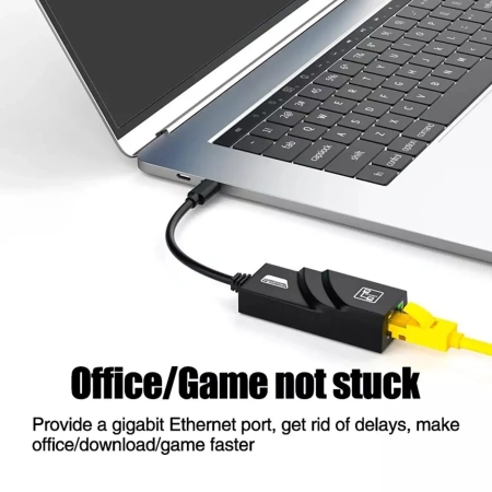 Адаптер - переходник USB3.1 Type-C - RJ45 (LAN) до 1000 Мбит/с, черный