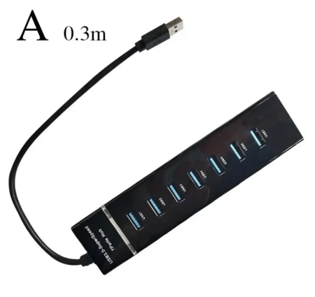 Хаб - концентратор USB3.0 - 7х USB3.0, вертикальный, с LED-индикатором, черный