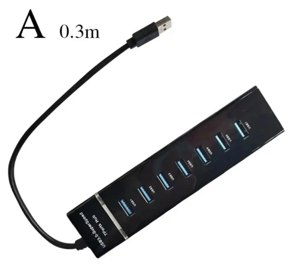 Хаб - концентратор USB3.0 - 7х USB3.0, вертикальный, с LED-индикатором, черный