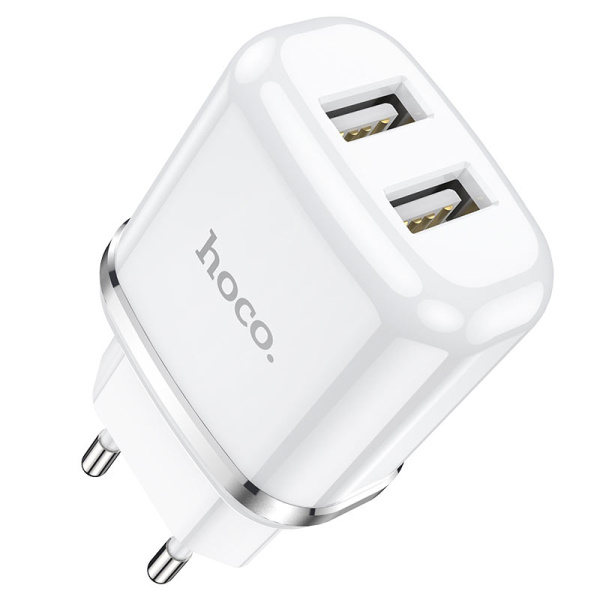 Зарядное устройство сетевое - блок питания HOCO N4, 2.4A, 2 USB, белый