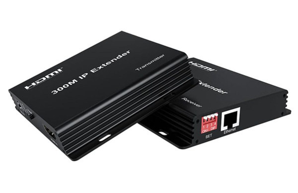 IP-удлинитель сигнала HDMI по витой паре RJ45 (LAN) до 300 метров, активный, FullHD 1080p, EDID, комплект 1 TX + 1 RX