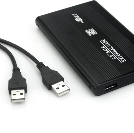 Внешний корпус - бокс SATA - USB2.0 для жесткого диска SSD/HDD 2,5”, алюм.-пластик, черный