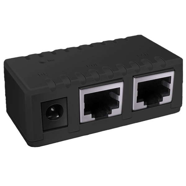 PoE-адаптер (PoE-инжектор) 100 Мбит/с, 12–52В, для камер, точек доступа, IP-телефонии, сетевого оборудования, черный