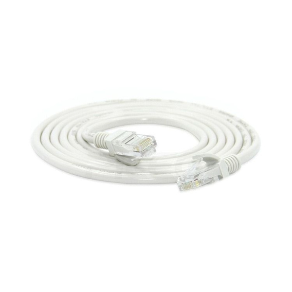 Сетевой кабель - витая пара - патчкорд RJ45 (LAN) CAT-5E, 1 метр, белый