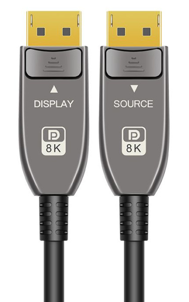 Кабель оптический DisplayPort v2.1 (DP2.1) 16K 30Гц / 4K 240Гц / 2K 300Гц / FHD 360Гц, 52 Гбит/с, 12 бит, 30 метров