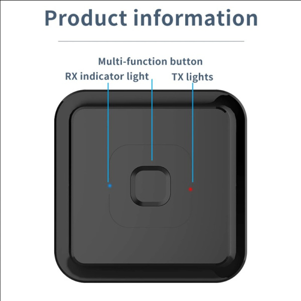 Беспроводной аудио адаптер Bluetooth v5.1 RX/TX приемник-передатчик BT-22 с микрофоном (Handsfree), черный