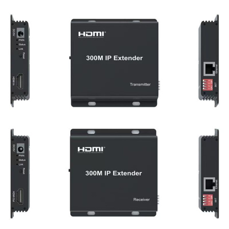 Приемник IP-удлинителя HDMI по витой паре RJ45 (LAN) до 300 метров, активный, FullHD 1080p, EDID, черный