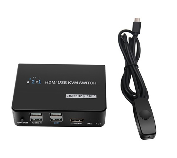 Адаптер - 2-х портовый KVM-переключатель HDMI USB, черный