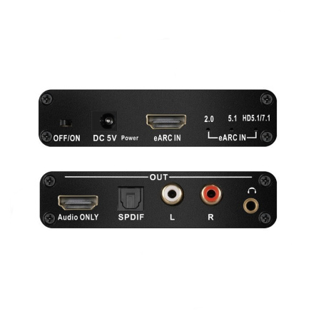 Аудио адаптер HDMI (eARC/ARC) - оптика (Toslink/SPDIF) / RCA / AUX 3.5мм, поддержка DD+ / Dolby TrueHD / DTS-HD Master Audio