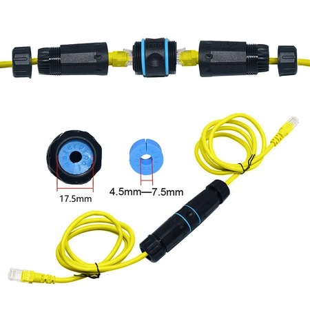 Удлинитель POE экранированный с разъемом RJ45 CAT6 IP68 водонепроницаемый