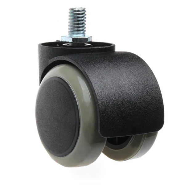 Мебельные прорезиненные колеса (Комплект 5шт.) для кресла на резьбе M10 (10*15 мм) / полиуретановые ролики для офисного стула