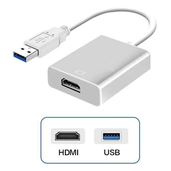 Адаптер - переходник USB3.0 - HDMI, серебро